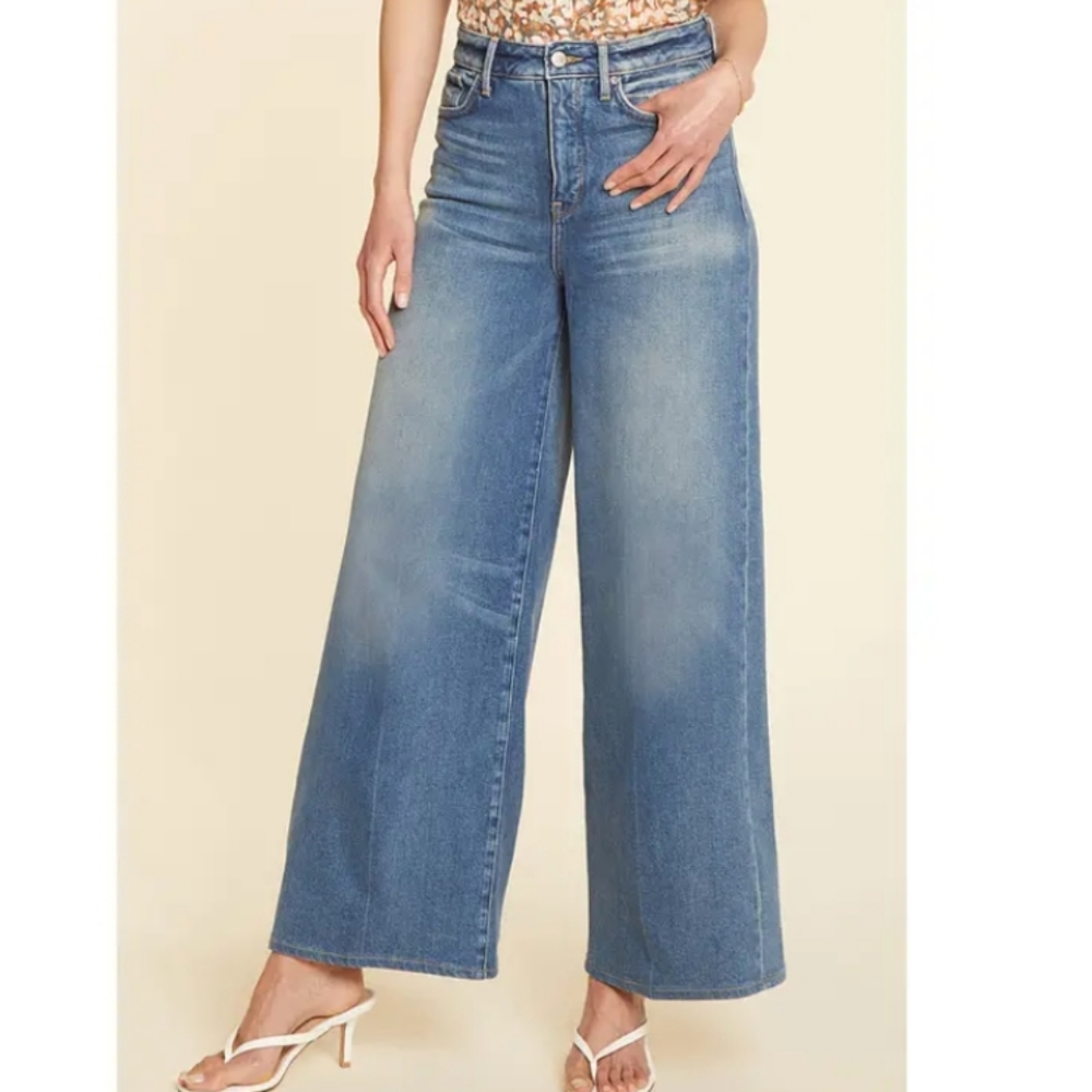 NYDJ's Elsie Wide Leg Ankle Jeans waist match lift tuck Small
